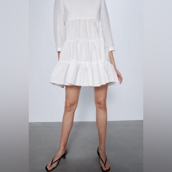 ZARA Textured Weave Dress - size XS white - Picture 12 of 13